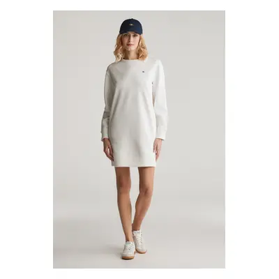 MIKINOVÉ ŠATY GANT SHIELD C-NECK SWEAT DRESS EGGSHELL