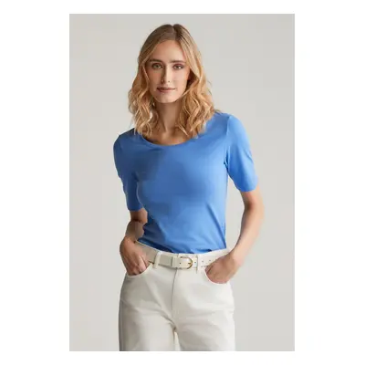 TRIČKO GANT SLIM COT/ELA SS SCOOP NECK TOP PERFECT BLUE