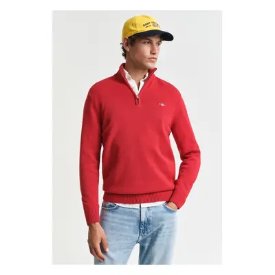 SVETR GANT CASUAL COTTON HALF ZIP RUBY RED