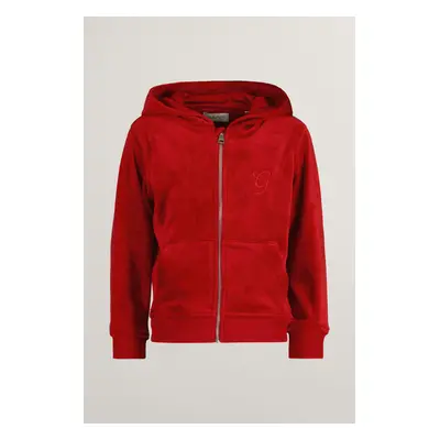 MIKINA GANT VELOUR ZIP HOODIE RUBY RED