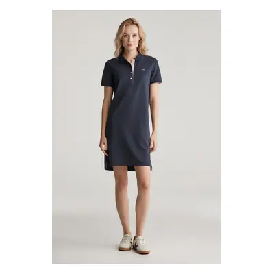 ŠATY GANT CONTRAST COLLAR PIQUE POLO DRESS EVENING BLUE