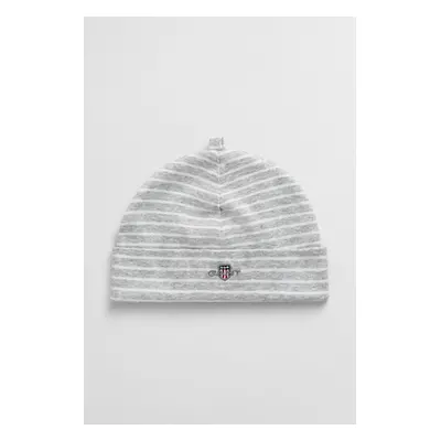 ČEPICE GANT STRIPED SHIELD BEANIE LIGHT GREY MELANGE