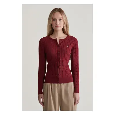 SVETR GANT STRETCH COTTON CABLE CARDIGAN PLUMPED RED