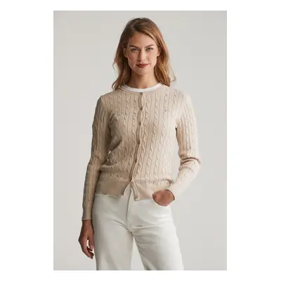 SVETR GANT STRETCH COTTON CABLE CARDIGAN SEED MELANGE