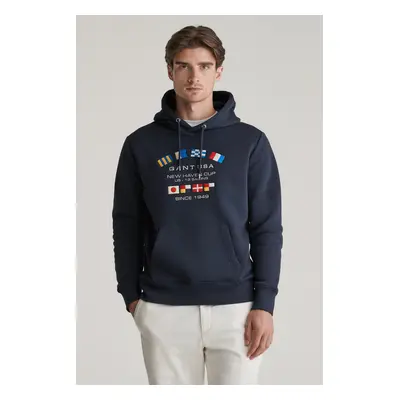 MIKINA GANT GRAPHIC SWEAT HOODIE EVENING BLUE