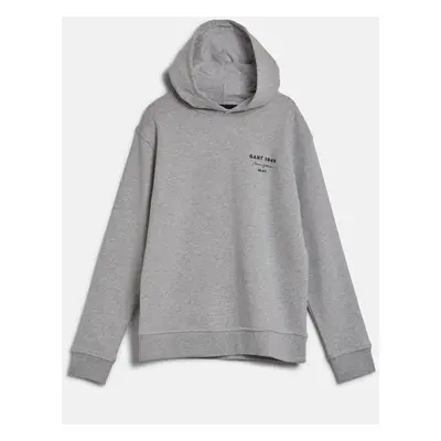 MIKINA GANT GRAPHIC SCRIPT RELAXED HOODIE LIGHT GREY MELANGE