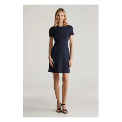 ŠATY GANT FIT AND FLARE SS JERSEY DRESS EVENING BLUE