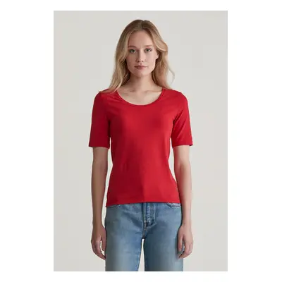 TRIČKO GANT SLIM COT/ELA SS SCOOP NECK TOP RUBY RED