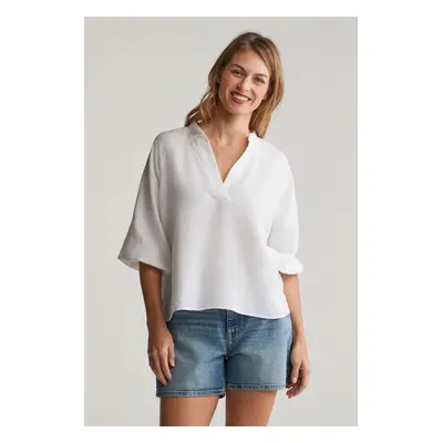 HALENKA GANT LINEN SS BLOUSE WHITE