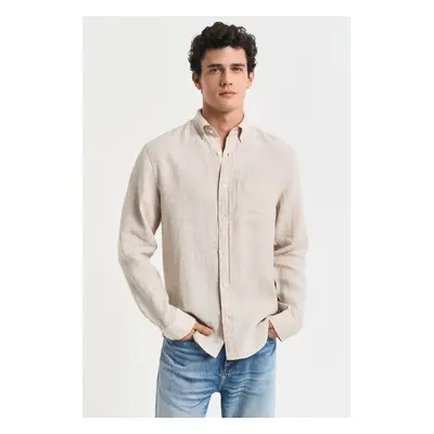 KOŠILE GANT REG LINEN SHIRT DRY SAND