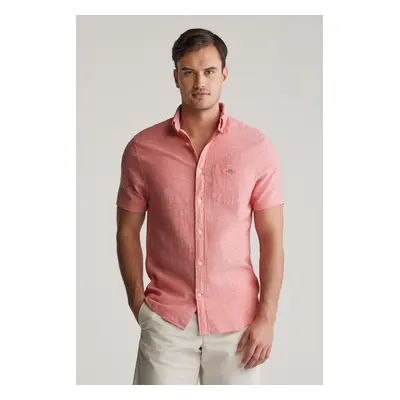 KOŠILE GANT REG COTTON LINEN SS SHIRT BRICK RED