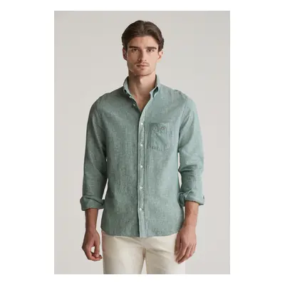 KOŠILE GANT REG COTTON LINEN SHIRT WOODY GREEN