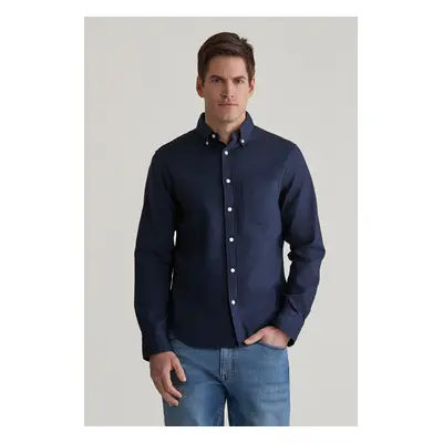 KOŠILE GANT REG GMNT DYED WAFFLE SHIRT EVENING BLUE