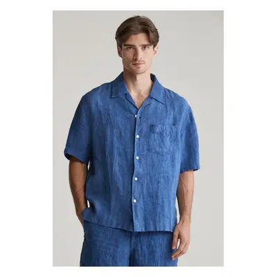 KOŠILE GANT REL LINEN RESORT SHIRT RICH BLUE