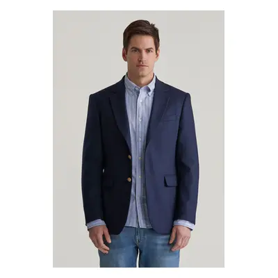 SAKO GANT SLIM WOOL FLANNEL CLUB BLAZER EVENING BLUE