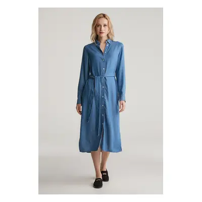 ŠATY GANT REG CHAMBRAY SHIRT DRESS LIGHT INDIGO