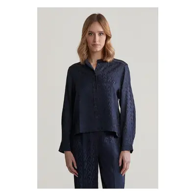 HALENKA GANT REG MONOGRAM JACQUARD BLOUSE EVENING BLUE