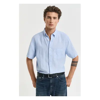 KOŠILE GANT REG LINEN SS SHIRT CAPRI BLUE