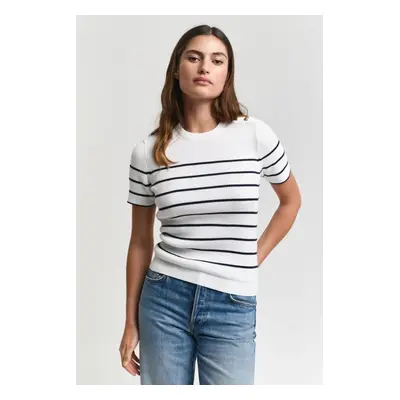 SVETR GANT RIBBED BRETON C-NECK CREAM