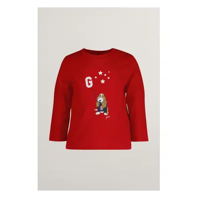 TRIČKO GANT DOG AND STARS GRAPHIC LS TOP RUBY RED