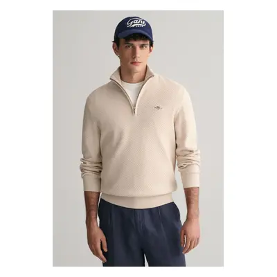 SVETR GANT STRUCTURED COTTON HALF ZIP SOFT OAT