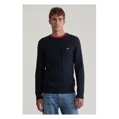 SVETR GANT COTTON CABLE C-NECK EVENING BLUE