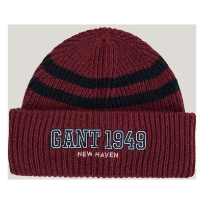 ČEPICE GANT GANT STRIPED KNITTED BEANIE WINE RED