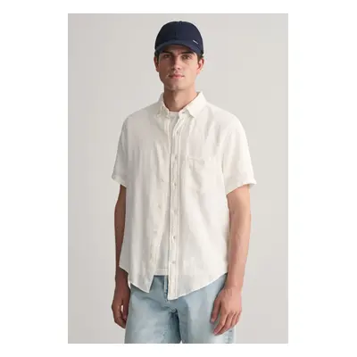 KOŠILE GANT REG COTTON LINEN TEXTURE SS SHIRT WHITE