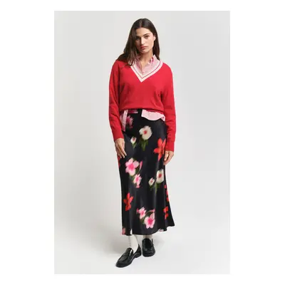 SUKNĚ GANT MIDI FLORAL PRINT A-LINE SKIRT BLACK