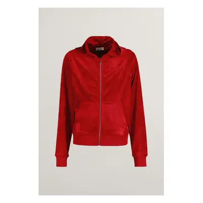 MIKINA GANT VELOUR ZIP HOODIE RUBY RED