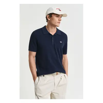 SVETR GANT MICRO TEXTURED COTTON SS POLO EVENING BLUE