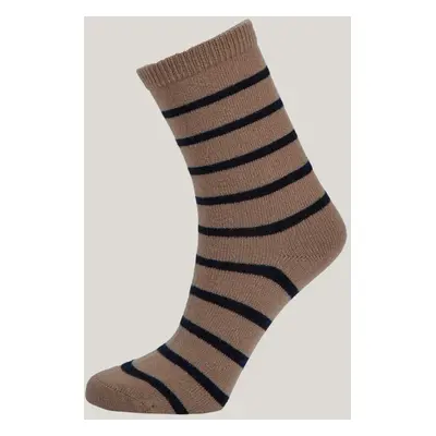 PONOŽKY GANT STRIPE WOOL CASHMERE SOCKS CARAMEL BEIGE