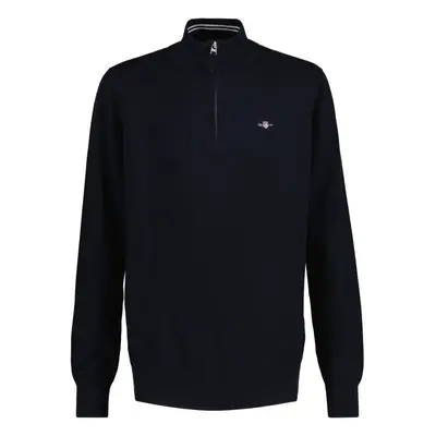 SVETR GANT SHIELD COTTON HALF ZIP EVENING BLUE