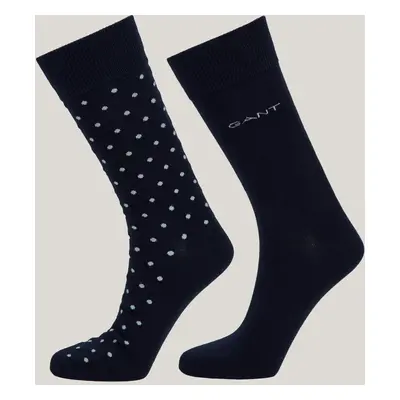 PONOŽKY GANT DOT AND SOLID SOCKS 2-PACK VINTAGE BLUE