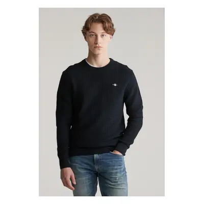 SVETR GANT COTTON TEXTURED C-NECK BLACK