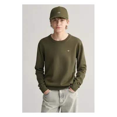 SVETR GANT SHIELD CLASSIC COTTON C-NECK JUNIPER GREEN