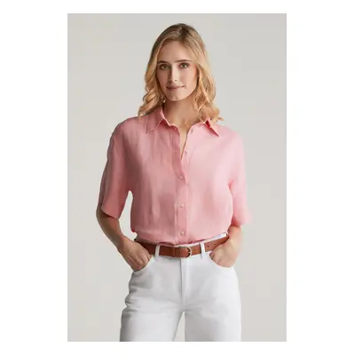 KOŠILE GANT REL LINEN SS SHIRT GERANIUM PINK