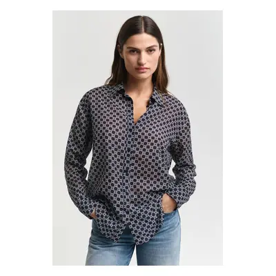 KOŠILE GANT REL GEOMETRIC CTN SILK SHIRT EVENING BLUE