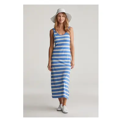 ŠATY GANT STRIPED TANK TOP JERSEY MIDI DRESS PERFECT BLUE