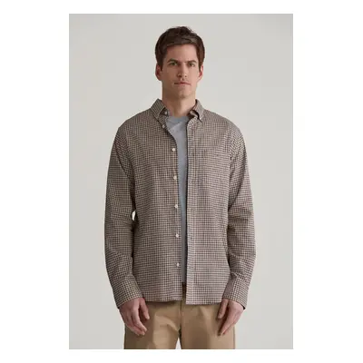 KOŠILE GANT REG MICROCHECK FLANNEL SHIRT DARK KHAKI