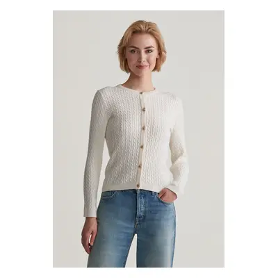 KARDIGAN GANT MINI CABLE KNIT CARDIGAN CREAM