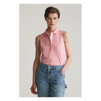 POLOKOŠILE GANT CONTRAST COLLAR SLEEVELESS PIQUE GERANIUM PINK