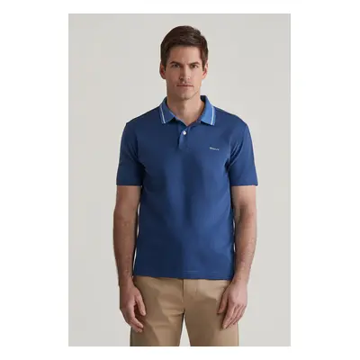 POLOKOŠILE GANT MICRO HOUNDSTOOTH POLO VINTAGE BLUE