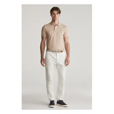 KALHOTY GANT SLIM TAPERED COTTON TWILL PANTS EGGSHELL