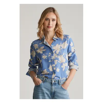 KOŠILE GANT REG FLORAL PRINT LINEN SHIRT PERFECT BLUE