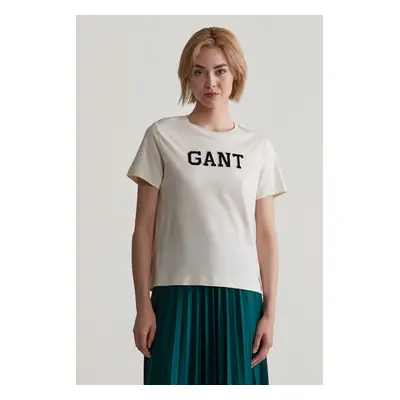 TRIČKO GANT REG VELOUR APPLIQUE T-SHIRT CREAM