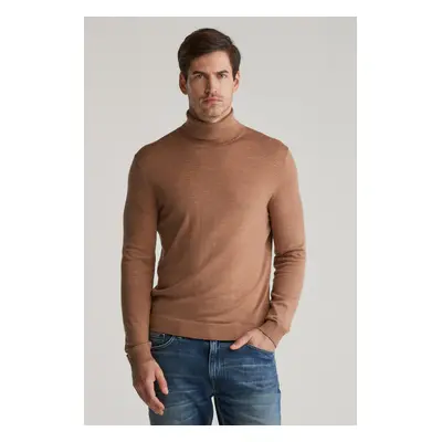 KARDIGAN GANT EXTRAFINE MERINO WOOL TURTLENECK DK. SAND MELANGE