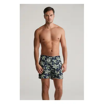 PLAVKY GANT TROPICAL LEAVES PRINT SWIM SHORTS EVENING BLUE