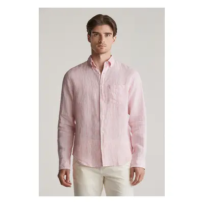 KOŠILE GANT REG LINEN STRIPE SHIRT GERANIUM PINK