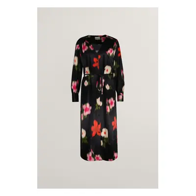 ŠATY GANT RELAXED FLORAL PRINT SHIRT DRESS BLACK